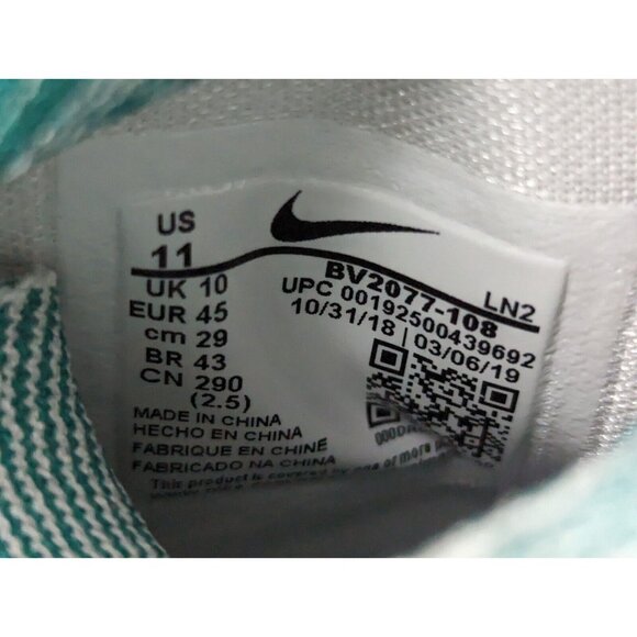 Nike Alpha Menace Elite 2 Flyknit Football Dolphin Teal White Men's Size 11 NEW - Picture 8 of 8